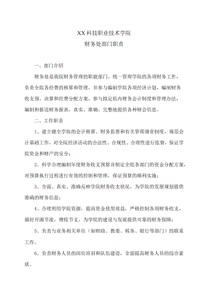 XX科技职业技术学院财务处部门职责.docx