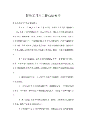 新员工月末工作总结安排.docx