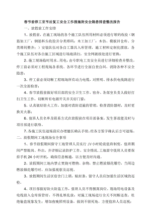 春节前停工至节后复工安全工作措施附安全隐患排查整改报告.docx