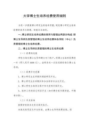 大学博士生培养经费使用细则.docx