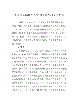 某自贸区两新组织党建工作经验交流材料.docx
