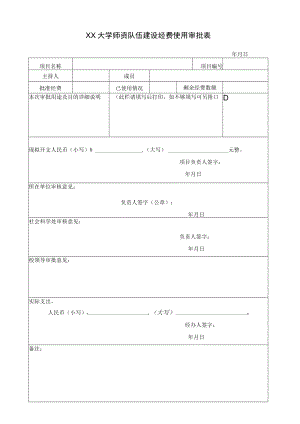 XX大学师资队伍建设经费使用审批表.docx