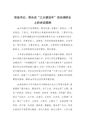 党组书记、局长在“三大建设年”活动调研会上的讲话提纲.docx