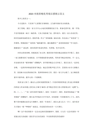 2023央视春晚优秀观后感展示范文.docx