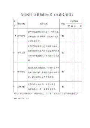学院学生评教指标体系（实践实训课）.docx