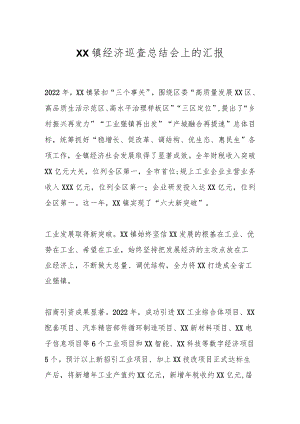 XX镇经济巡查总结会上的汇报.docx