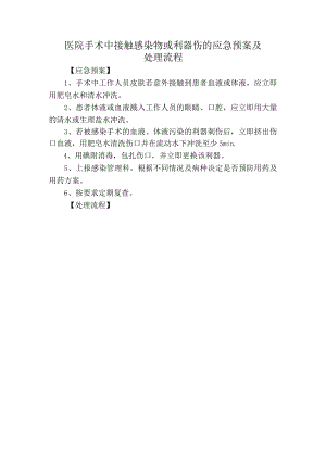 医院手术中接触感染物或利器伤的应急预案及处理流程.docx