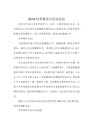 2018世界避孕日活动总结.docx