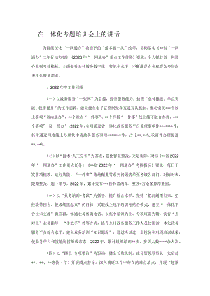 在一体化专题培训会上的讲话.docx