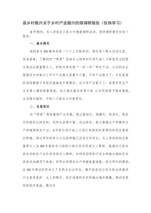 县乡村振兴关于乡村产业振兴的微调研报告.docx