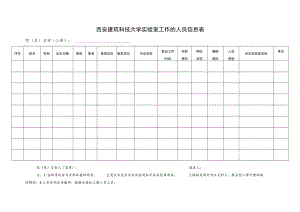 西安建筑科技大学实验室工作的人员信息表.docx