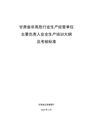 甘肃省非高危行业生产经营单位主要负责人安全生产培训大纲及考核标准.docx
