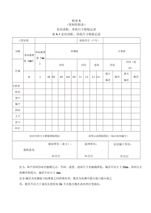 室内净距、净高尺寸、装饰装修前分项交接检验记录、分项工程划分、质量验收记录.docx
