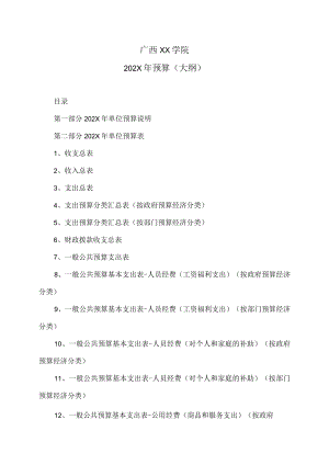 广西XX学院202X年预算（大纲）.docx