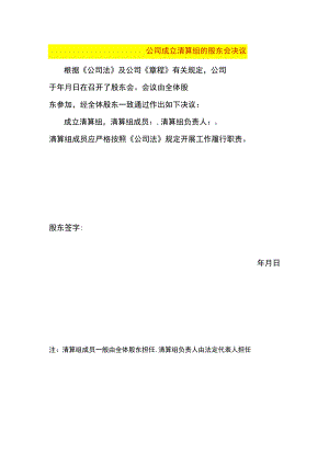 公司注销前清算组的股东会决议模板.docx