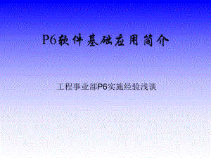 P6培训资料.ppt