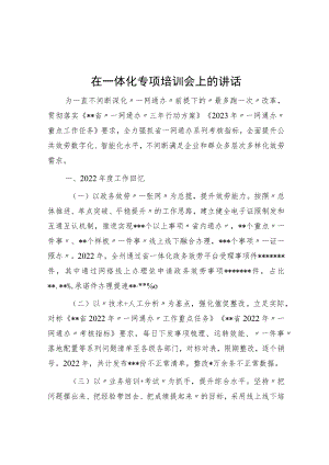 在一体化专题培训会上的讲话.docx