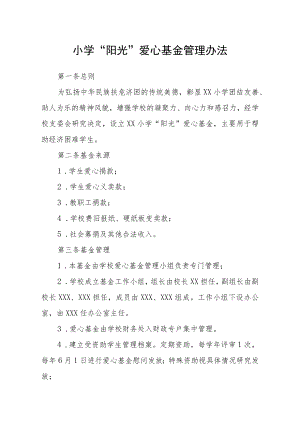小学“阳光”爱心基金管理办法.docx