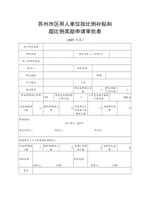 苏州市区用人单位按比例补贴和超比例奖励申请审批表.docx