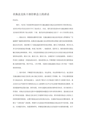 在执法支队干部任职会上的讲话.docx