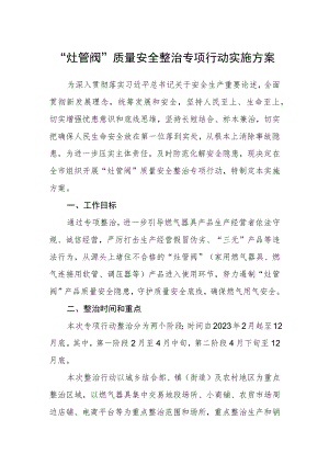 “灶管阀”质量安全整治专项行动实施方案.docx