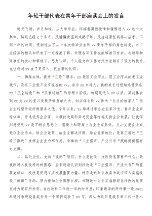 年轻干部代表在青年干部座谈会上的发言.docx