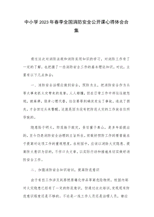 中小学2023年春季全国消防安全公开课心得体会合集.docx