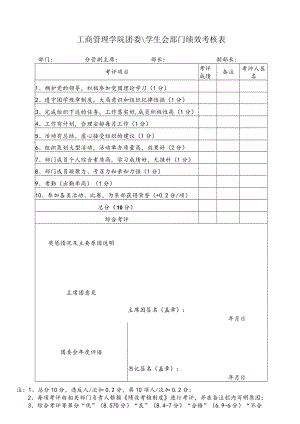 工商管理学院团委学生会部门绩效考核表.docx