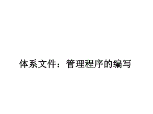 体系文件：管理程序的编写.ppt