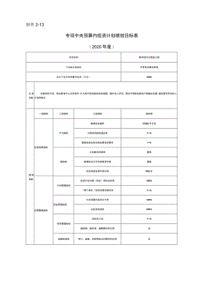 －13专项中央预算内投资计划绩效目标020年度.docx