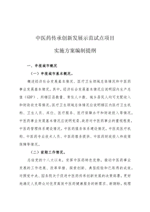 中医药传承创新发展示范试点项目实施方案编制提纲.docx