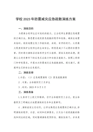 学校(幼儿园)防震减灾应急演练方案四篇例文.docx