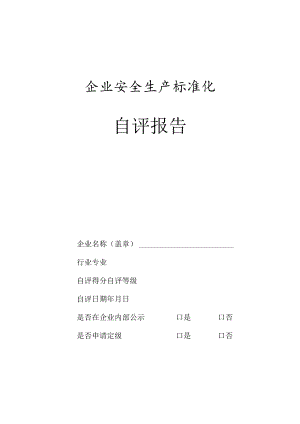 企业安全生产标准化自评报告、审核意见表、一次性告知书、现场评审报告、等级证书式样.docx
