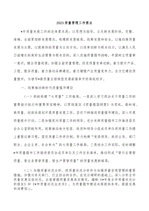 2023质量管理工作要点.docx