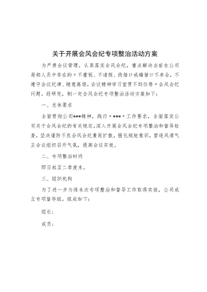 关于开展会风会纪专项整治活动方案.docx
