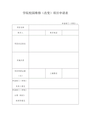 学院校园维修（改造）项目申请表.docx