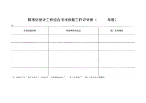 辖市区统计工作综合考核创新工作评分表年度.docx