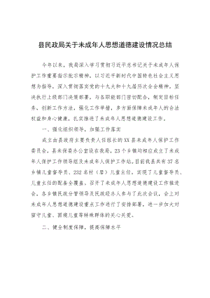 县民政局关于未成年人思想道德建设情况总结.docx