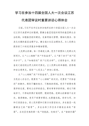 （3篇）党员领导干部学习2023年在参加十四届全国人大一次会议江苏代表团审议时重要讲话精神心得体会研讨发言范文.docx