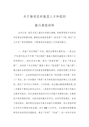 关于推进农村基层人才和组织振兴典型材料.docx