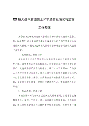 XX镇天燃气管道安全和非法营运液化气监管工作预案.docx