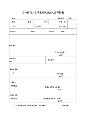 吉林师范大学学生考试违纪处分审批表.docx