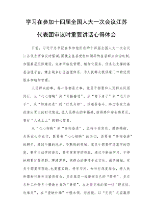 （5篇）普通党员学习领会在参加十四届全国人大一次会议江苏代表团审议时重要讲话精神心得体会研讨发言.docx
