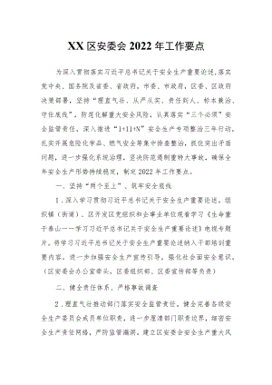 XX区安委会2022年工作要点.docx