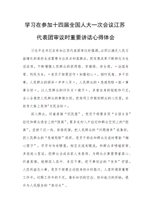 （5篇）学习2023年在参加十四届全国人大一次会议江苏代表团审议时重要讲话精神心得感想研讨发言.docx