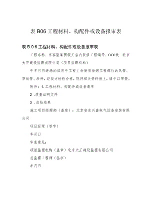 表B06工程材料、构配件或设备报审表.docx