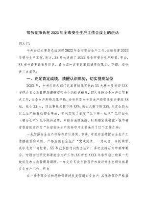 常务副市长在2023年全市安全生产工作会议上的讲话.docx