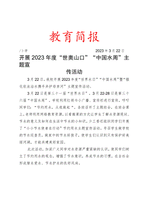 开展2023年度“世界水日”“中国水周”主题宣传活动简报.docx