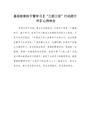 基层检察院干警学习【“三抓三促”行动进行时】心得体会.docx