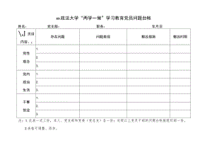 xx政法大学“两学一做”学习教育党员问题台帐.docx